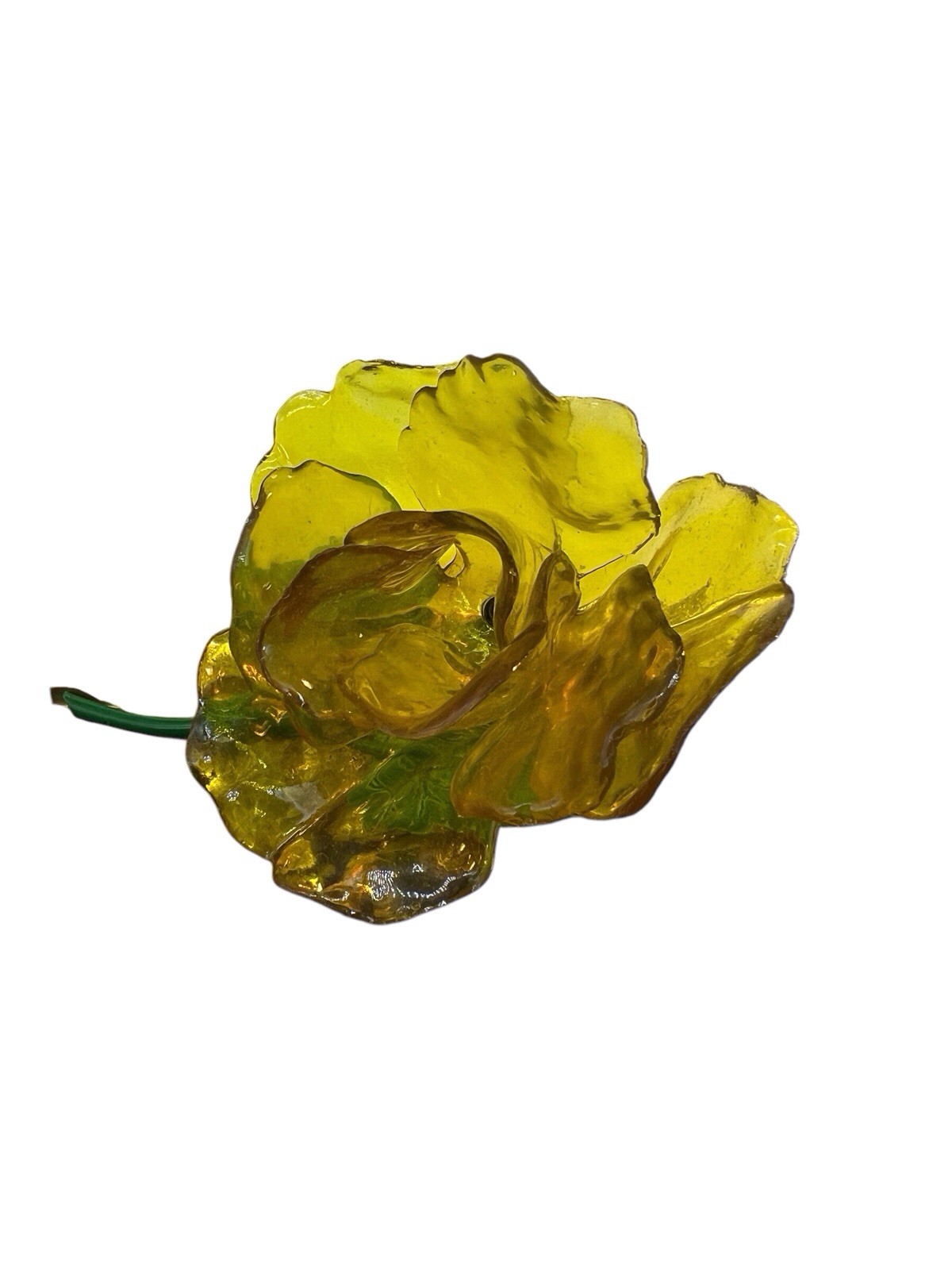 Huge Yellow Flower Brooch Cellulose Acetate Rose Enamel Spring Summer Fab! WB