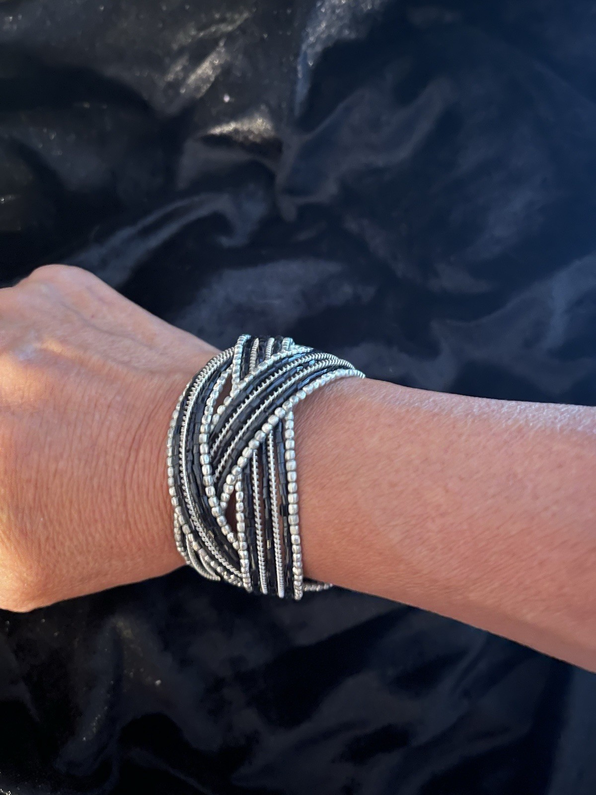Vintage Black & Silver Braided Bracelet