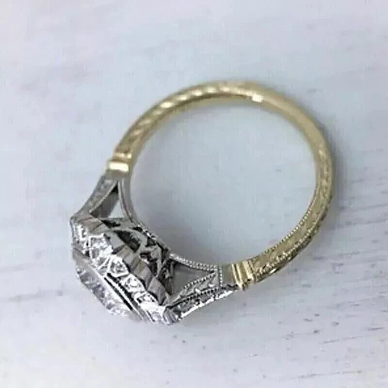 2.30Ct Art Deco Style Lab Created Diamond Engagement 14K Yellow Gold Finish Ring