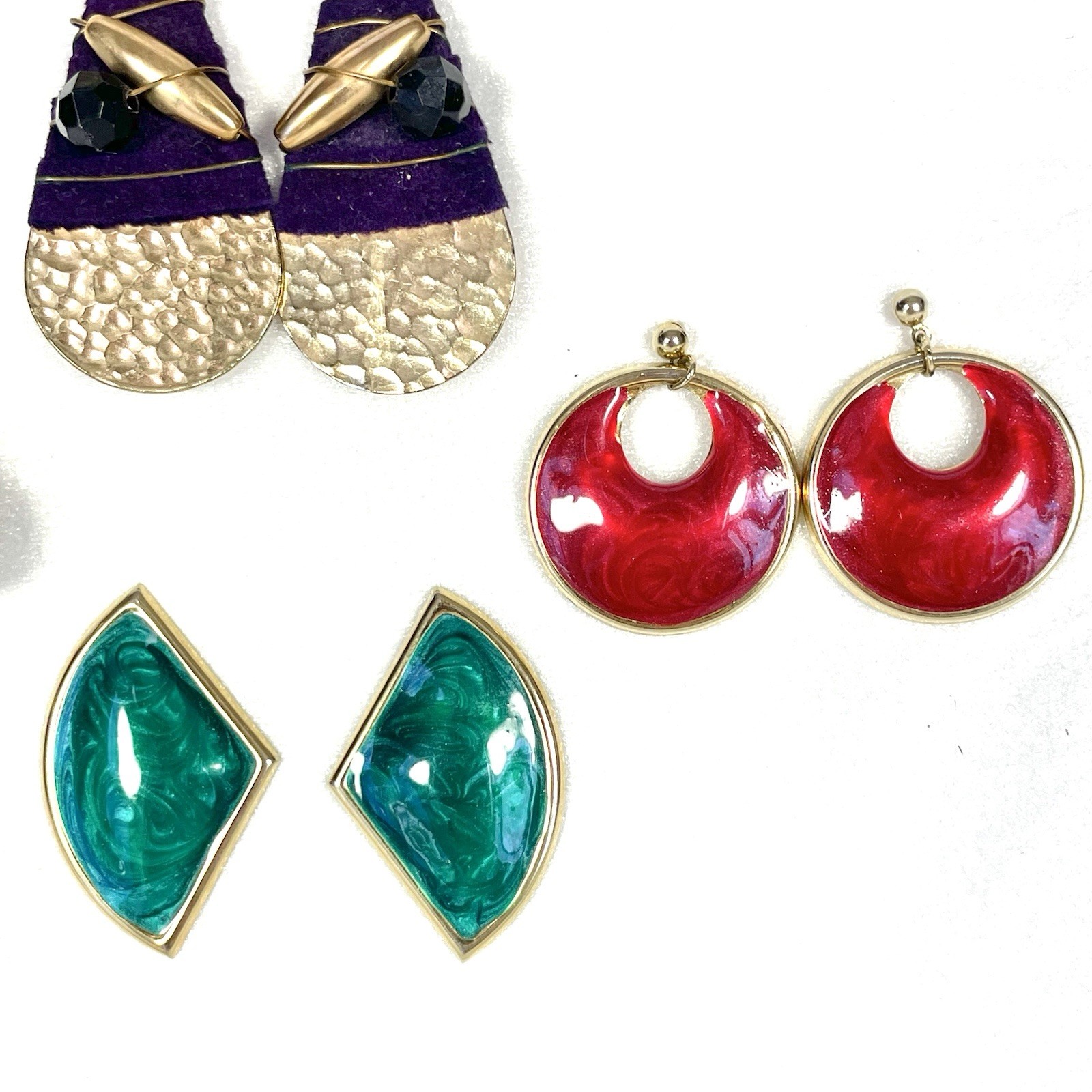 Vintage 80s 90s Earrings Lot 9 Pairs Enamel Gold Tone Stud Dangle