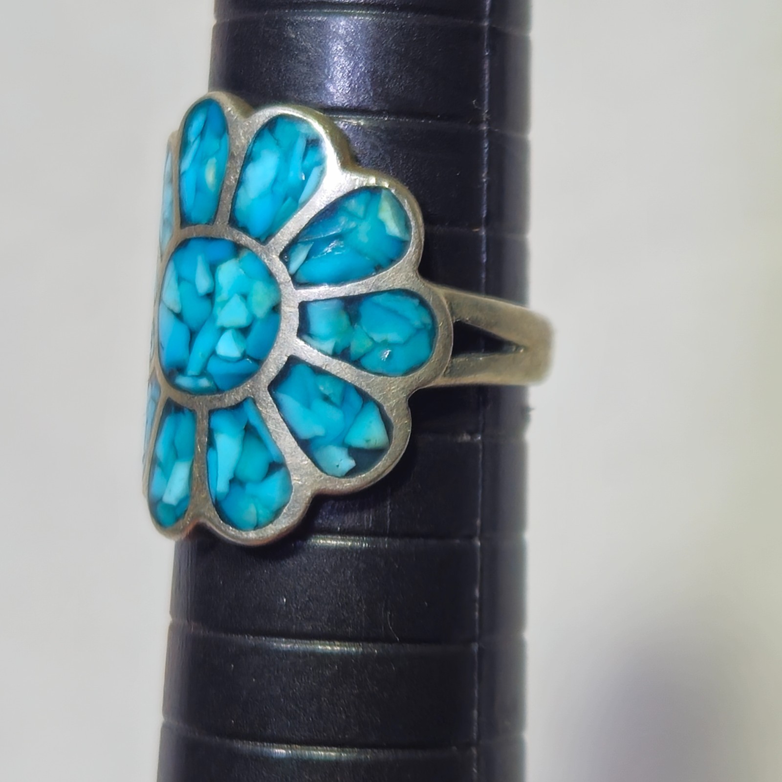Vtg 6 Pc Assorted Sterling Silver Turquoise Inlay Ring Lot Jewelry Mixed Sz 30g