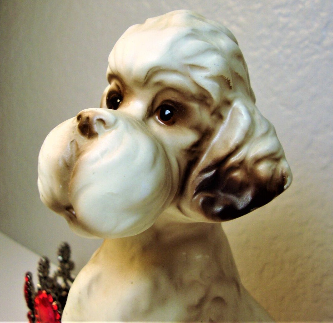 Blue Enamel Cloisonne/Guilloche Goldtone Poodle Brooch & Poodle Statue-Figurine