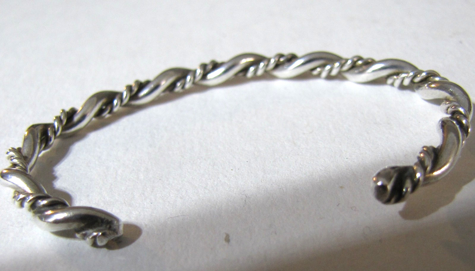 Vintage Sterling Silver Cuff Bracelet Minimalist Southwest Stackable Twist Rope