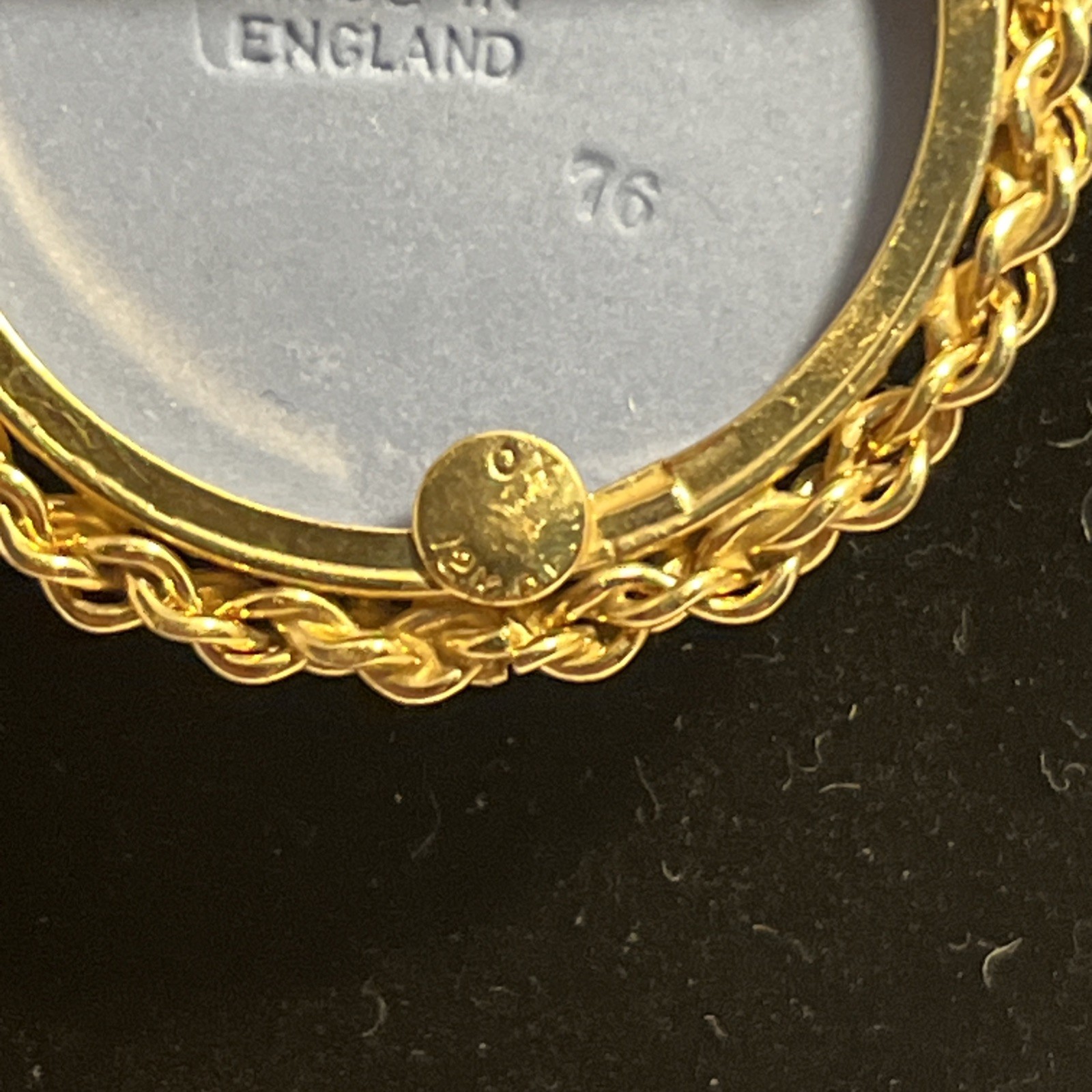 Wedgwood Blue Jasperware Liberty Bell Cameo Pendant Necklace Very Good