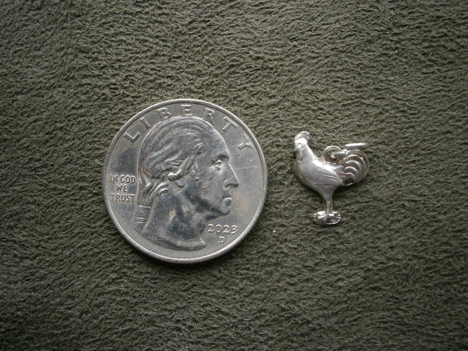 TINY Rooster Cockerel Vintage Flat Back 835 Silver Bracelet Charm Pendant
