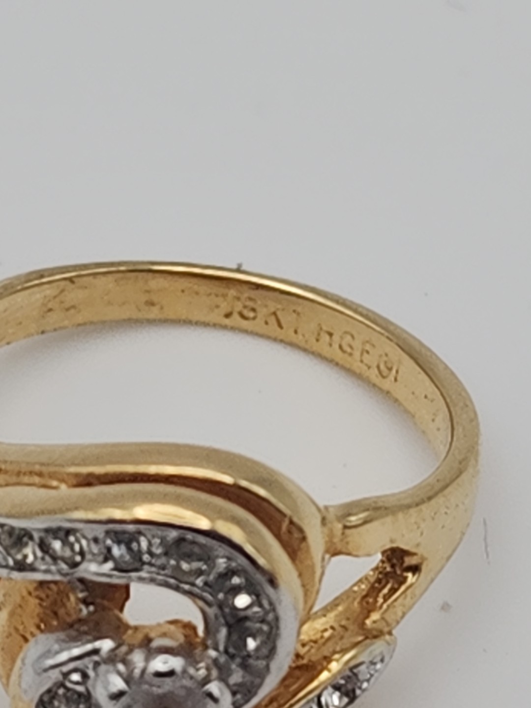 18KT HGE Yellow Gold Plated Swirl CZ Accent Cocktail Engagement Vintage Ring…