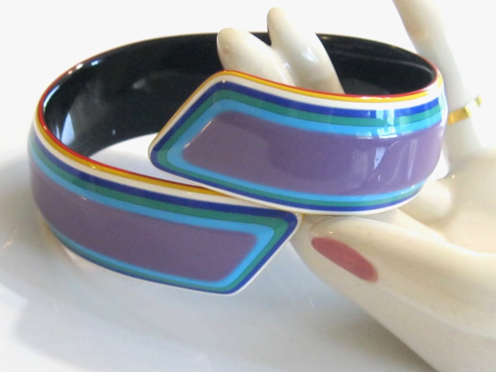 COLORFUL RETRO VINTAGE BYPASS WRAP LAYERED CELLULOSE ACETATE BANGLE BRACELET