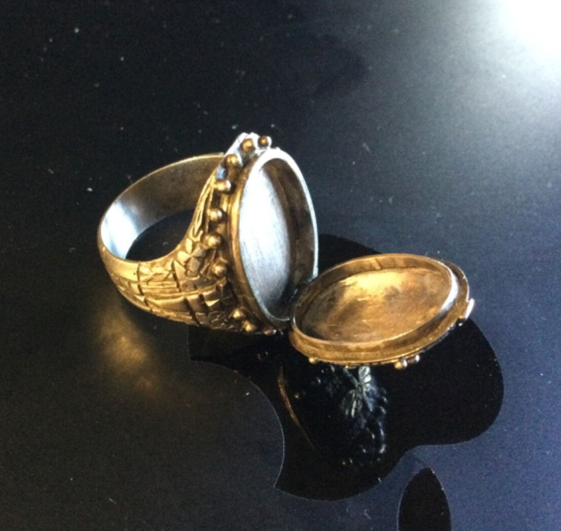 ORIGINAL WWI . USA PILOT Suicide silver/gold RING