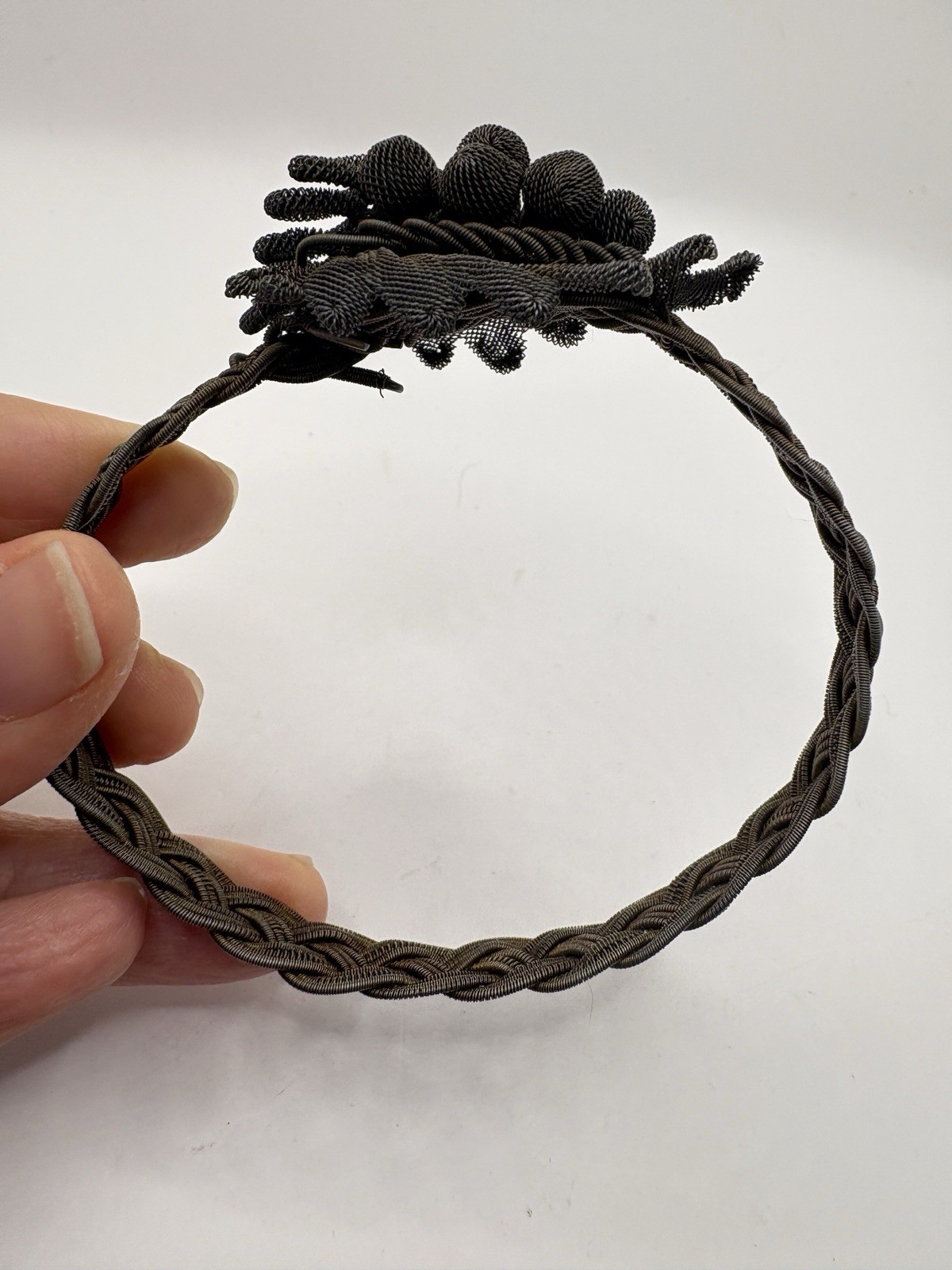 Antique German Silesian Iron Wire work Grape Cluster Bracelet