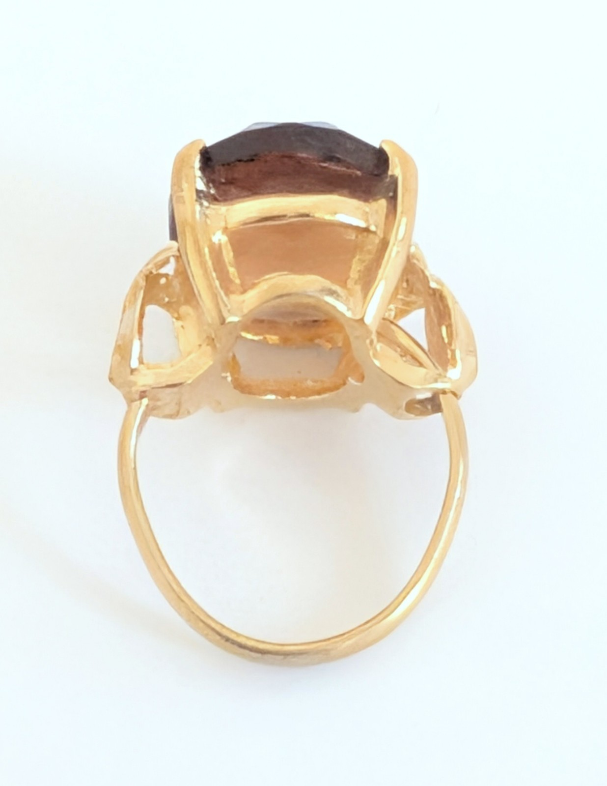 Beautiful Vintage Signed Sarah Coventry Gold Tone Amber Ring Sz 5.5