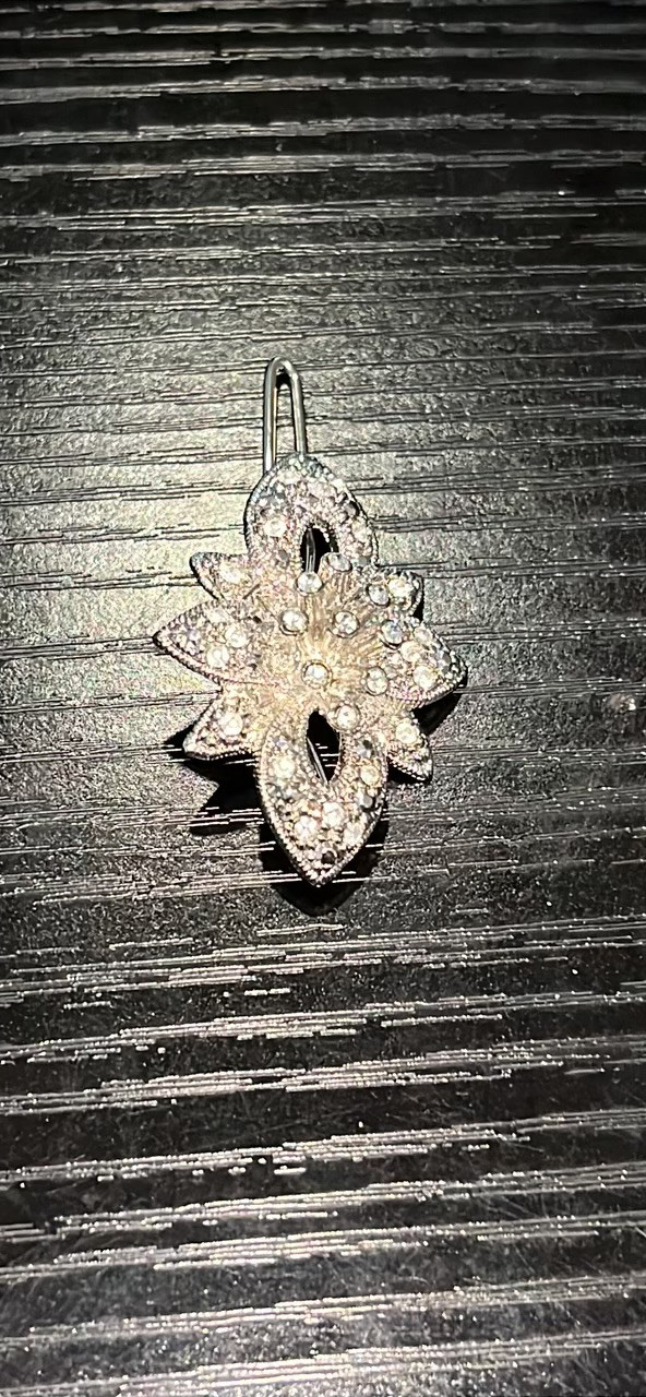 Vintage Silver Tone Rhinestone Hair Pin Beautiful Flower and Bow Shape