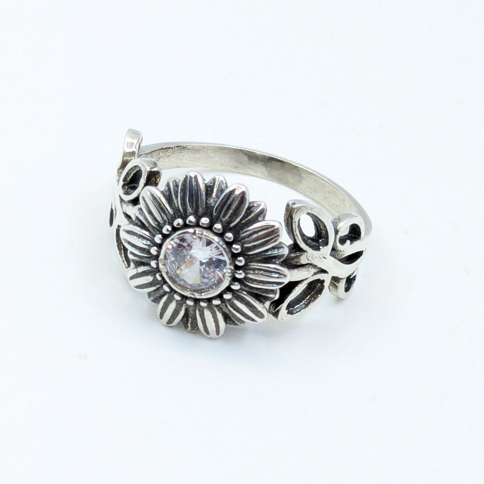 Vintage Elegant RING Silver 925 with Chic Bright Stone -size: 9.5US (19mm) | #2