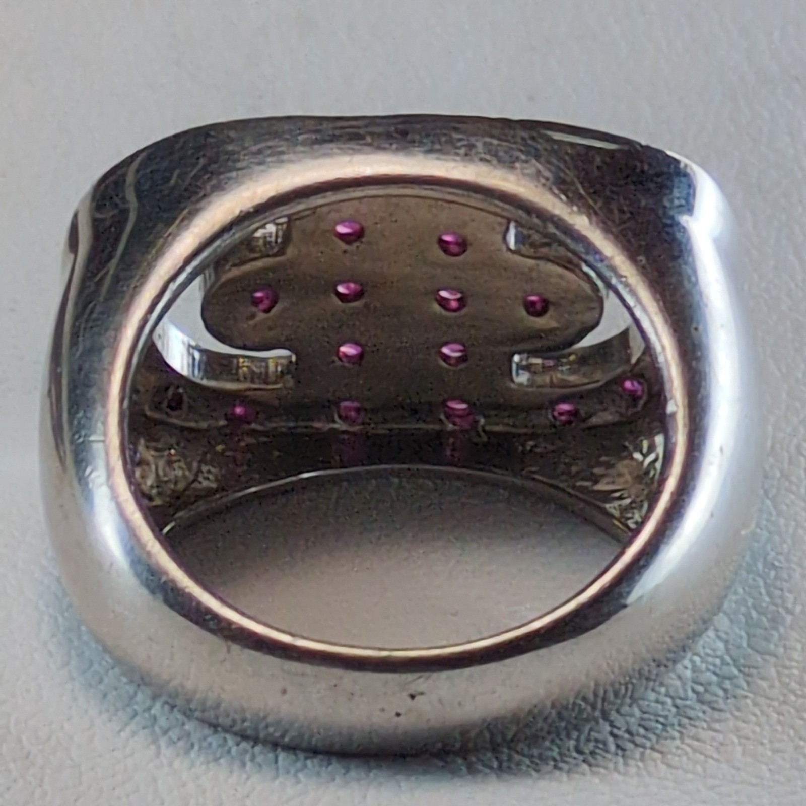 Bold 925 Sterling Silver Geometric CD Logo Revolution Ruby Signet Ring Heavy 11g