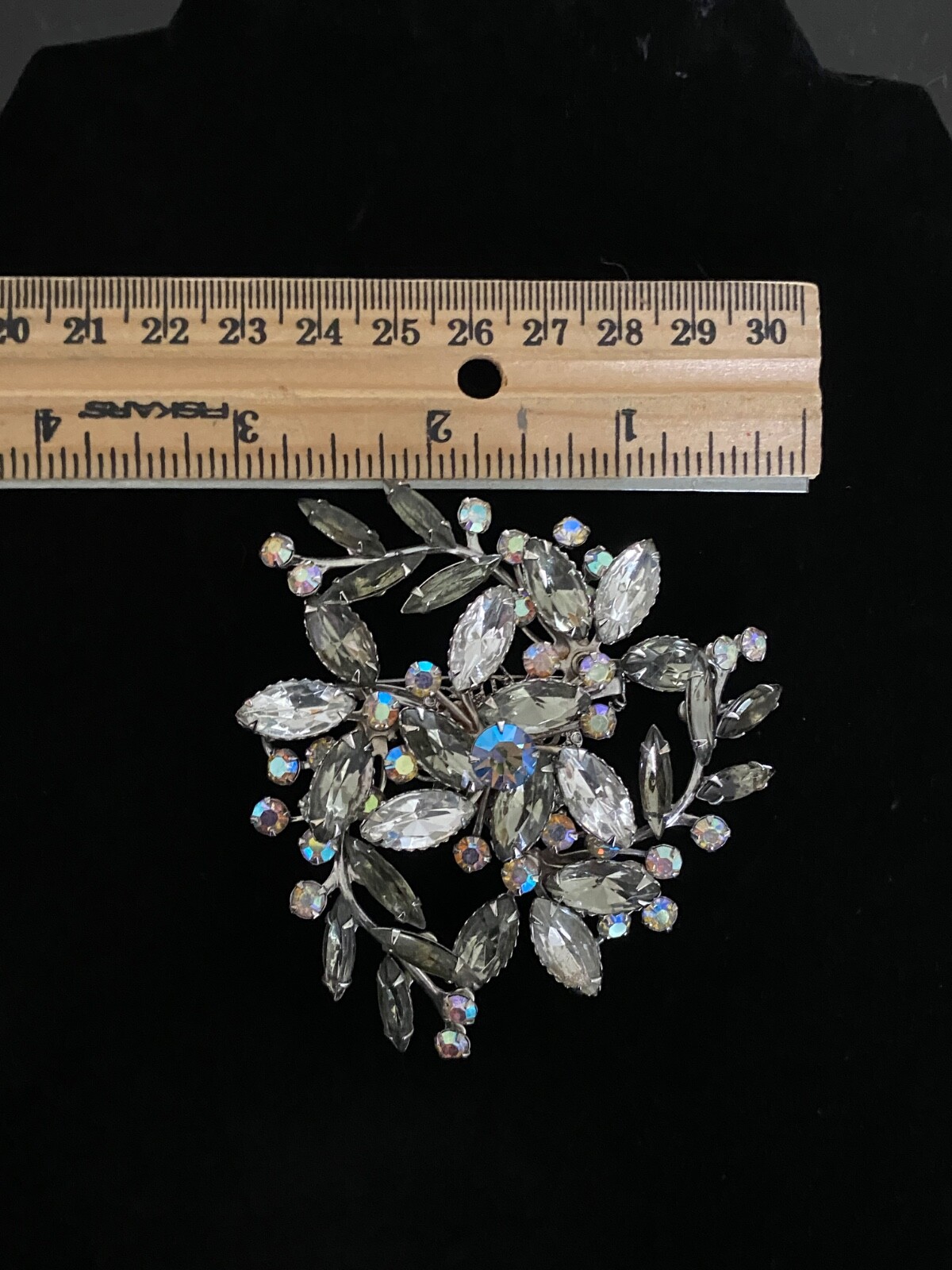 Brooch Juliana D&E unsigned Smoky Crystal Faceted AB Rhinestone VTG