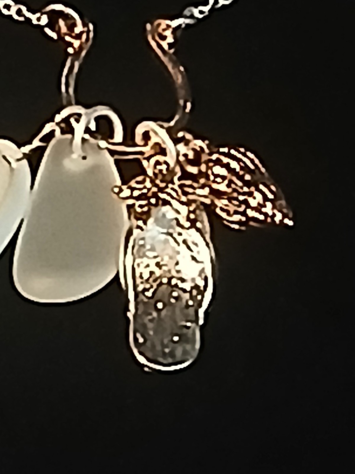 Vintage Delicate Sterling Silver Plated Baroque Charm Necklace