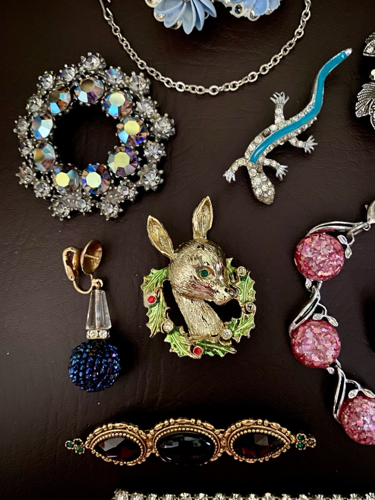 Vtg REPAIR RESTORE Rhinestone Some Signed Brooch Necklace Bracelet Lot