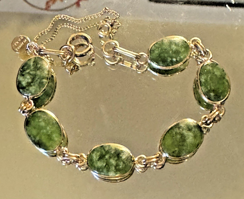 Vintage Catamore Bracelet Nephrite Jade 12kt Gold Filled 7.25″