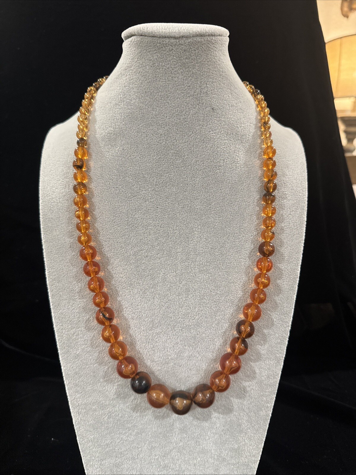 Stunning Amber Lucite Graduated Beaded 1960’s Necklace