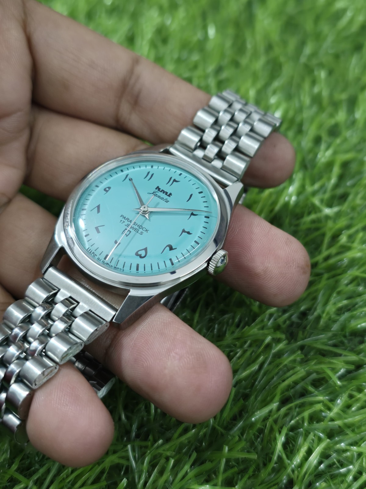 Vintage HMT Janata Blue Dial Hindi Numerals Mechanical hand Winding Transparent