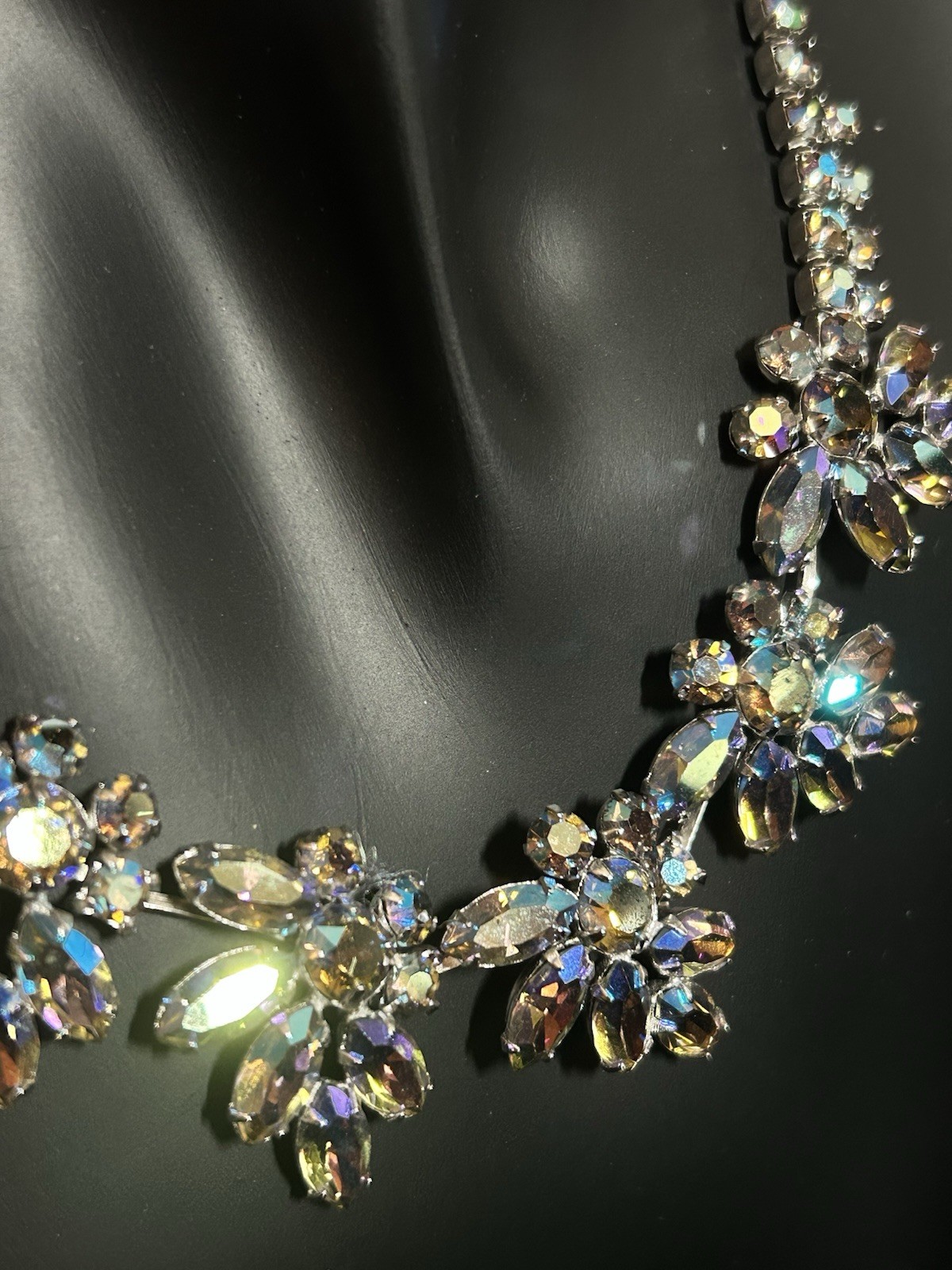 SHERMAN Set Signed Swarovski Aurora Borealis Rhinestones Demi-Parure