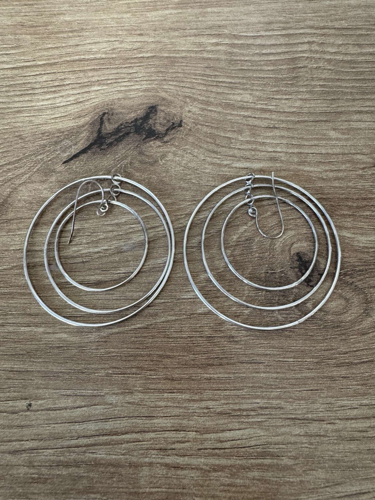 Vintage Sterling Silver Multi Hoop Cascada Dangle Hook Earrings, 3 in Metal
