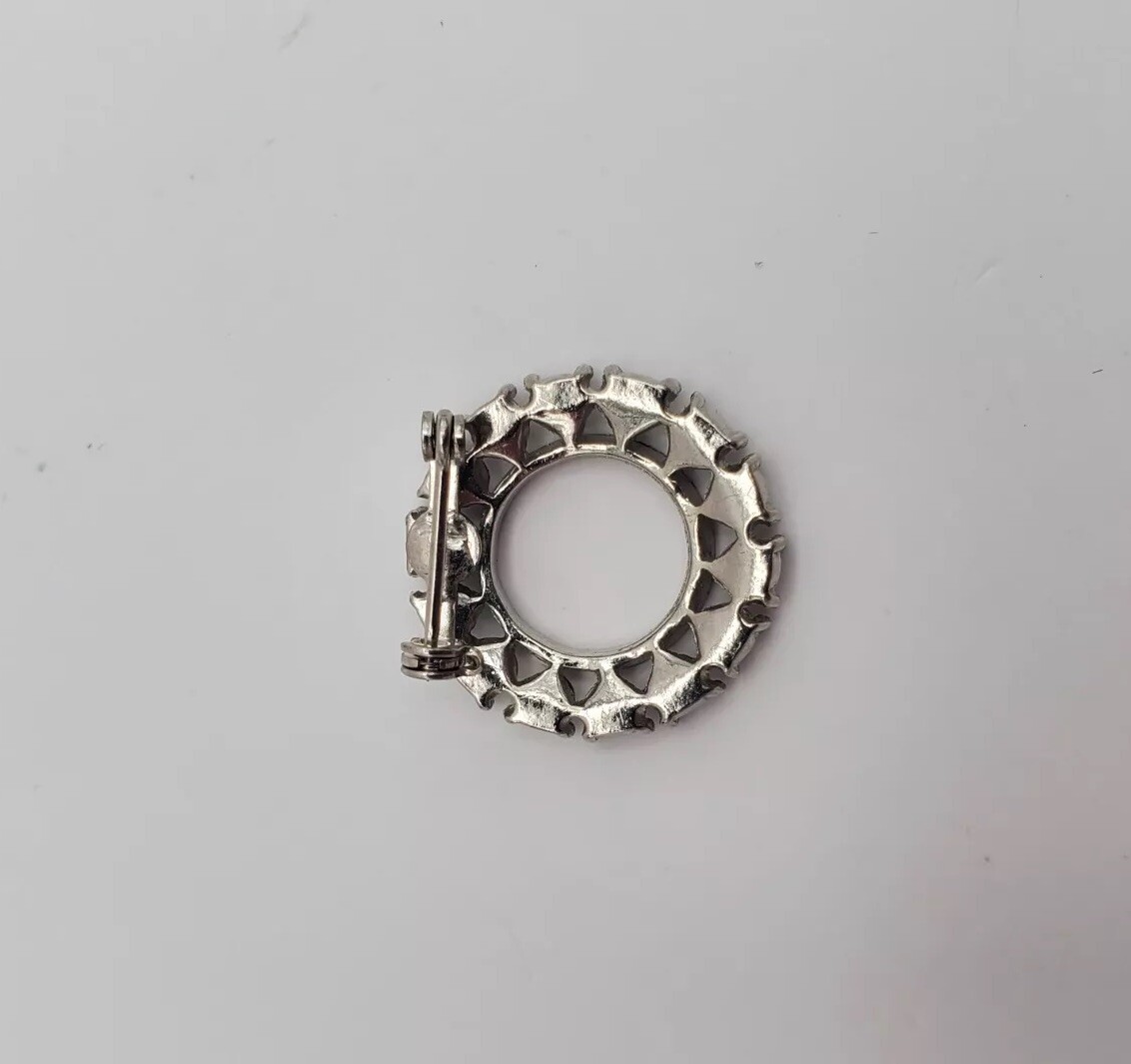 Vintage Silver Rhinestone Brooch Pins Set Pair Of 2 Costume Jewelry Accessories