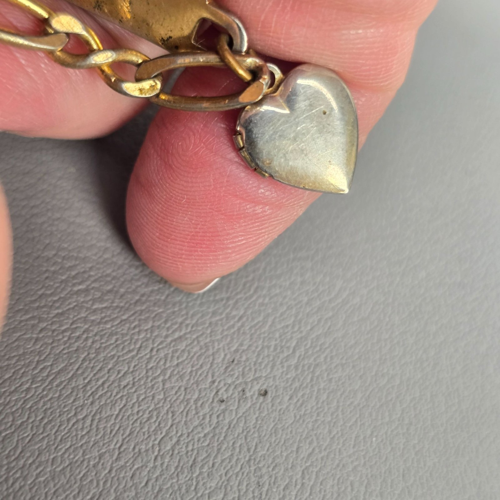 Speidel Gold-Tone Engraved 50th Anniversary Tag Bracelet W/ Heart Locket Charm