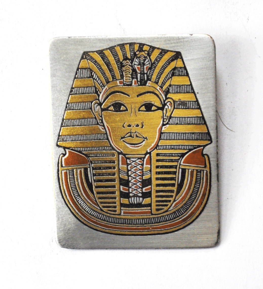 Reed & Barton Silver Plated Demascene Pharoah Egyptian Pendant 1-5/8″ x 1-1/4″