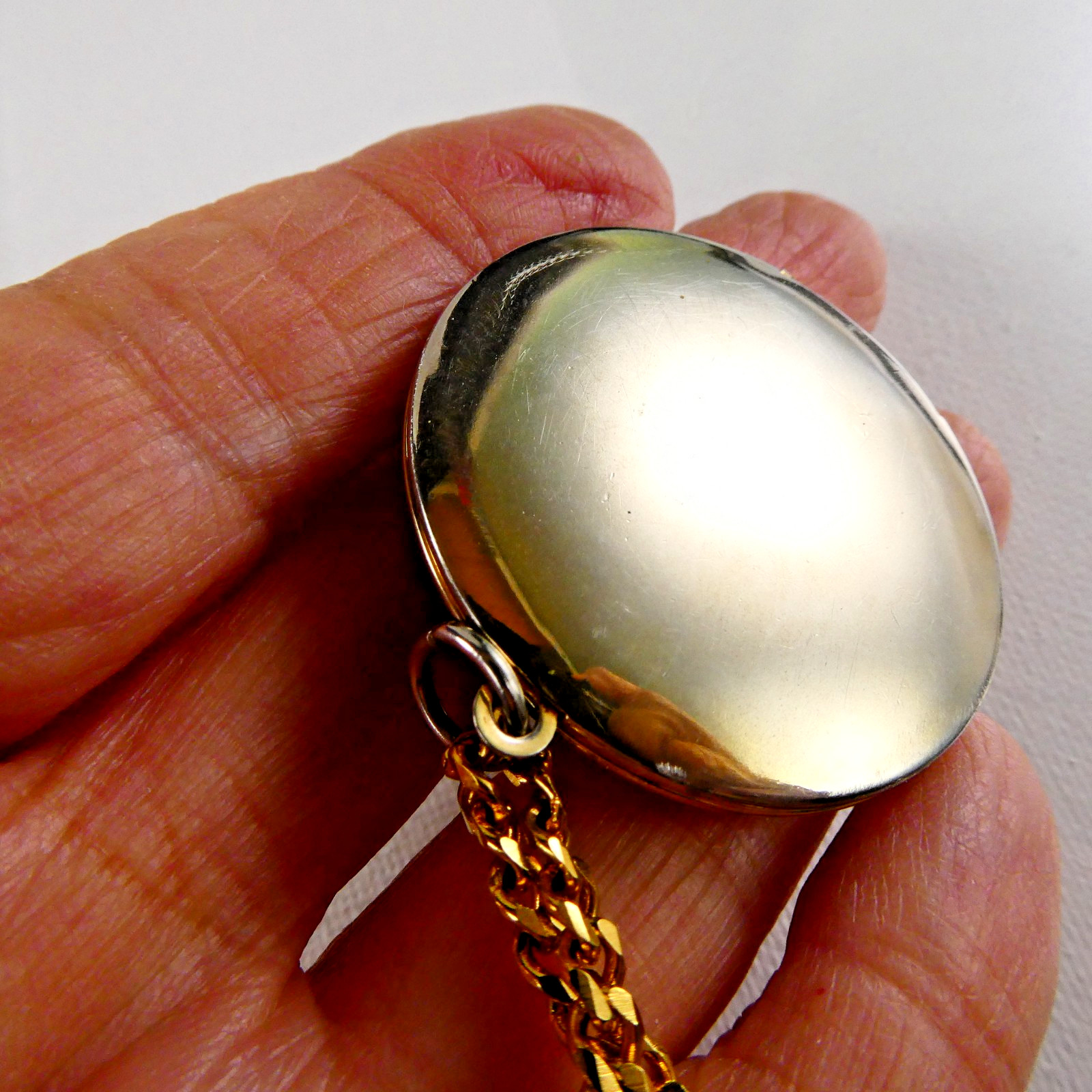 Vintage Gold Tone Picture Locket Black Cabochon Horoscope Zodiac Signs w/ Chain