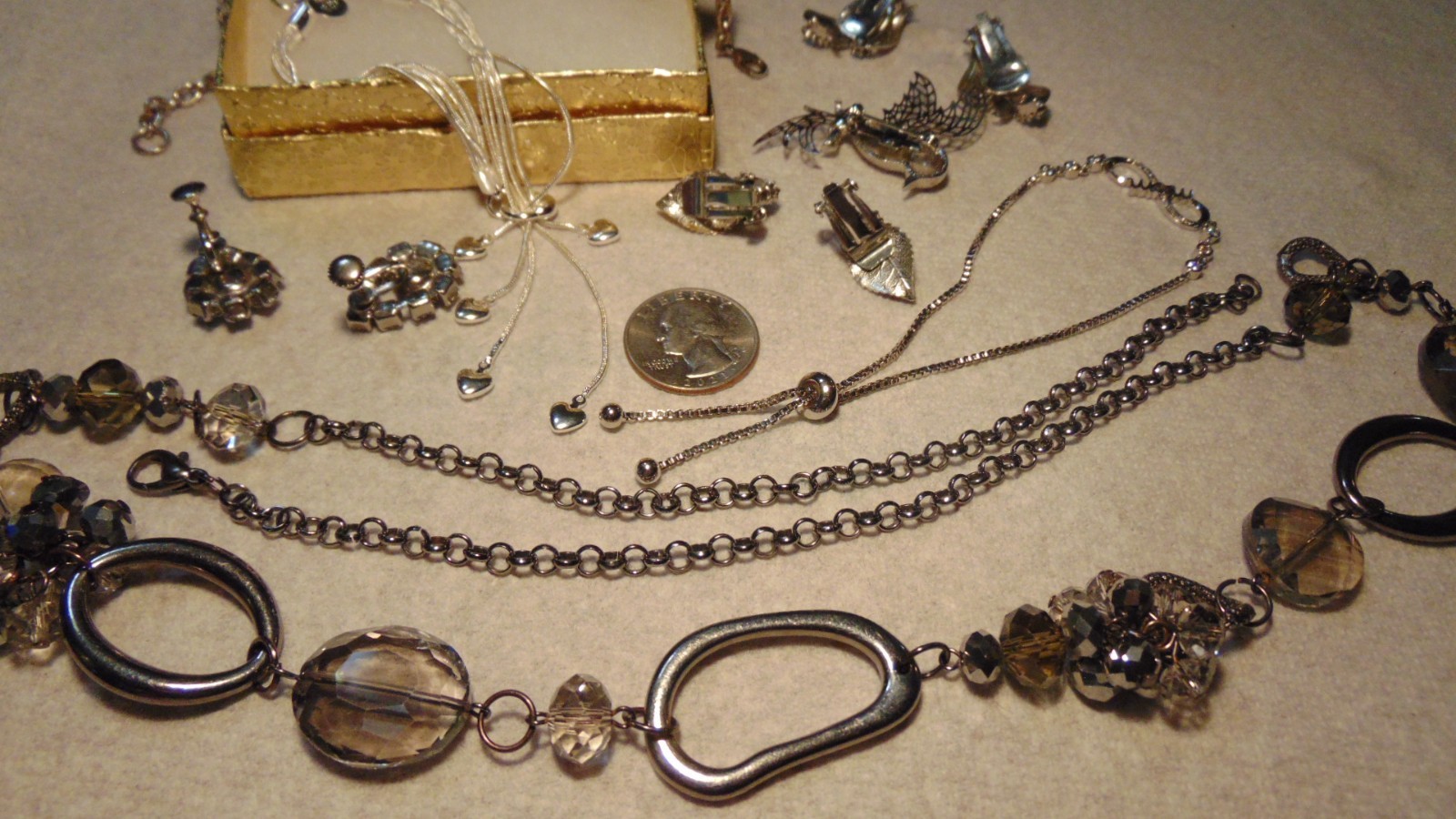 Vintage, Junk Drawer, Costume Jewelry Lot, All Wearable, No Missing Stones