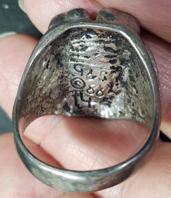 G & S Double Snake Skull Silver Toned Metal Biker Ring Vintage Jewelry No 14