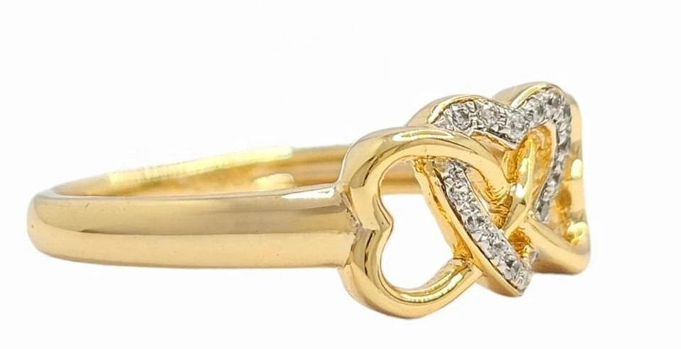 0.10TCW Round Cut White Moissanite Heart Shaped Bride Ring In 10K Yellow Gold FN