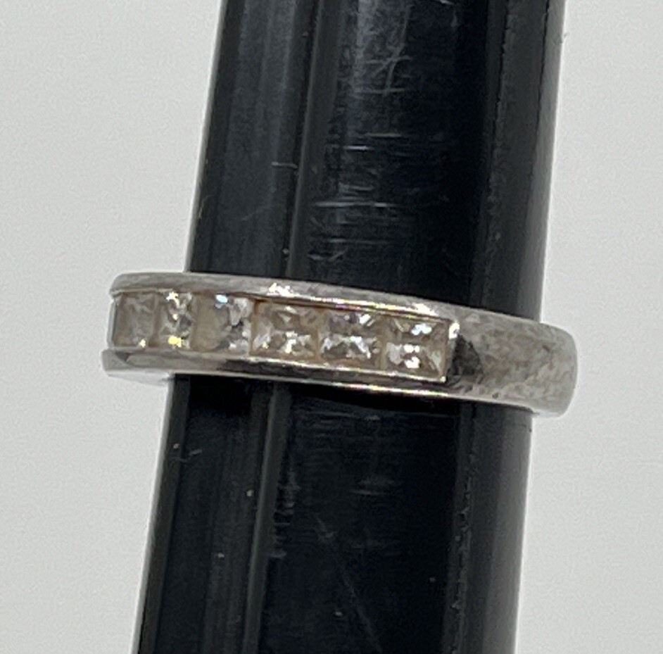 Vintage Estate Sterling Silver & Sparkly Cubic Zirconia Pave Ring Size 8