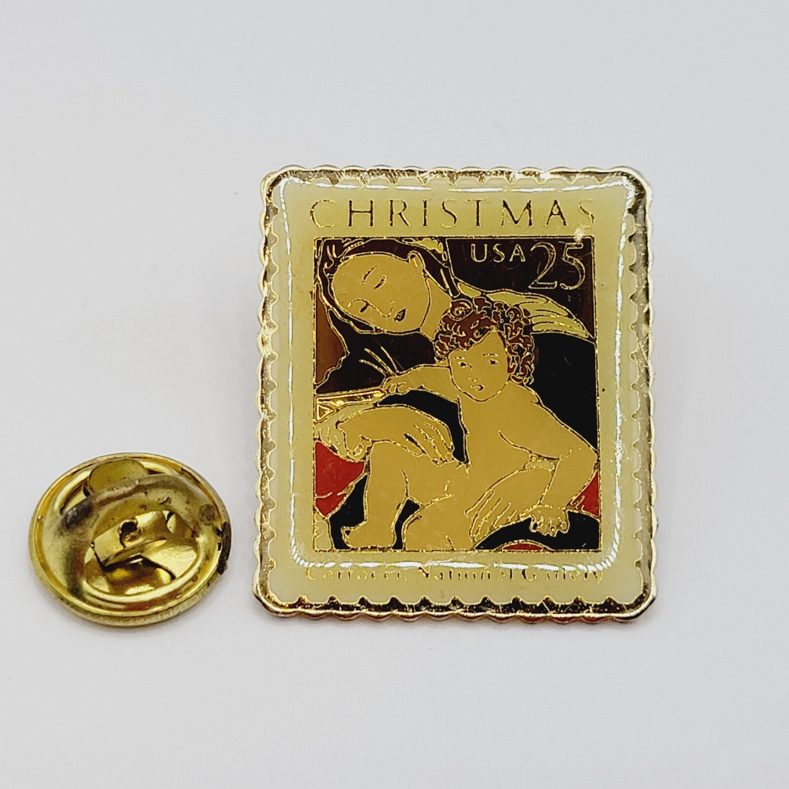 Madonna Child by Carracci USPS Stamp Small Metal Enamel Lapel Scatter Brooch Pin