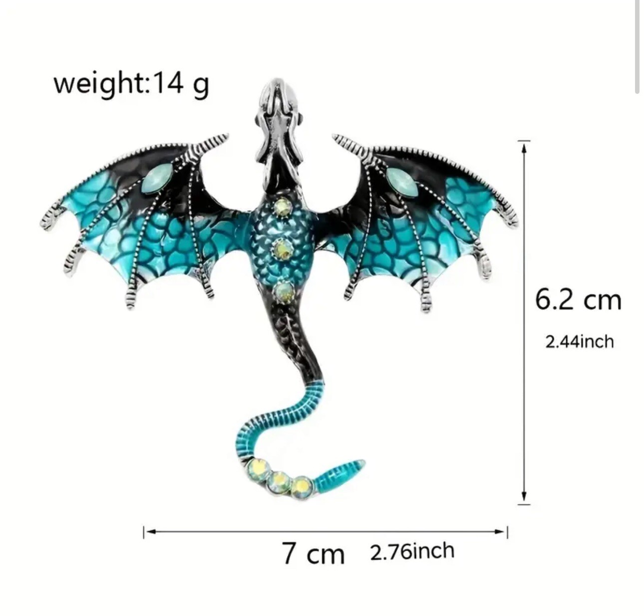 Retro Flying Dragon Green Painted Brooch Pendant US Seller No Drop Shipping