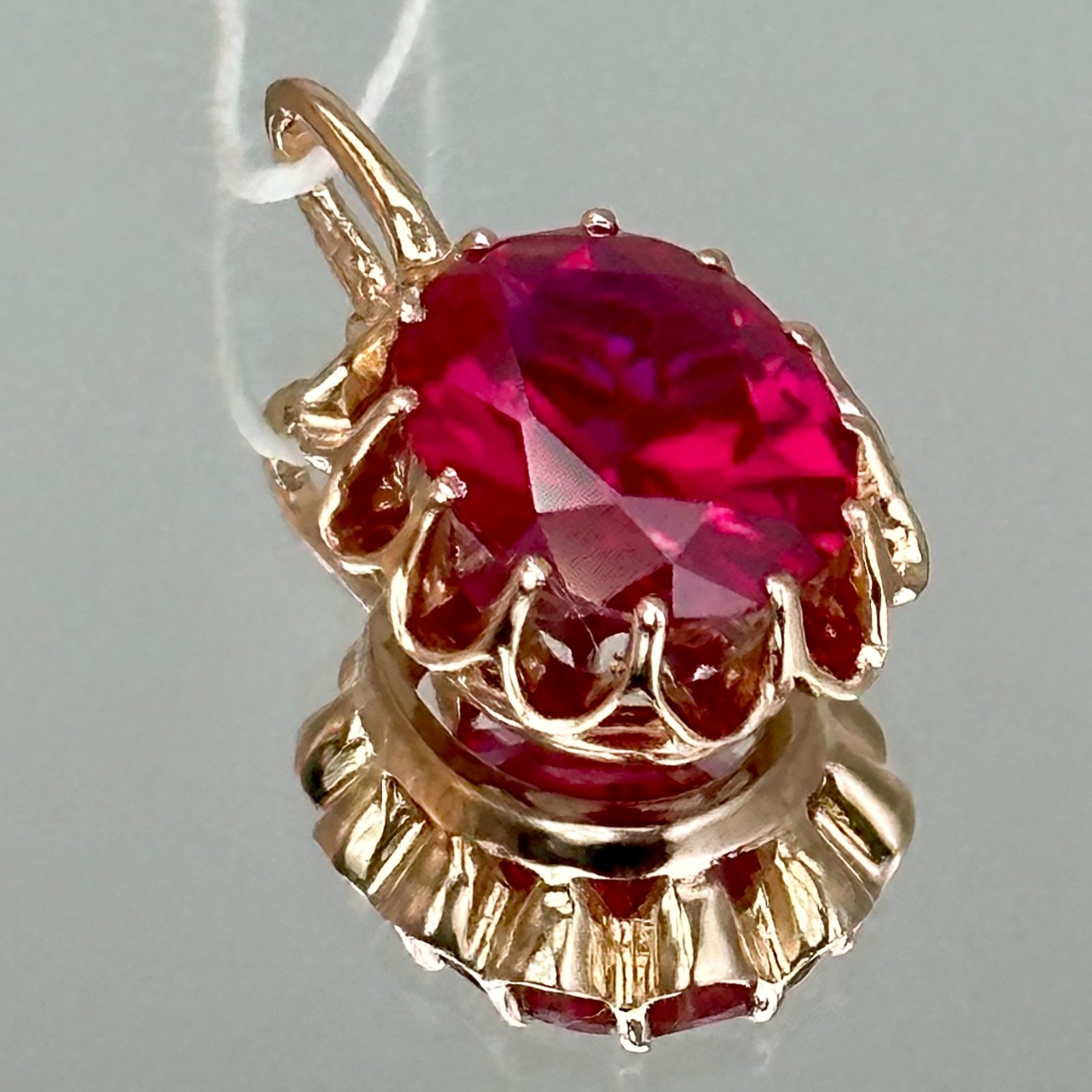 USSR Vintage Original Rose Gold Ruby (lab. made) Pendant 583 14K 2,12 g. Ukraine