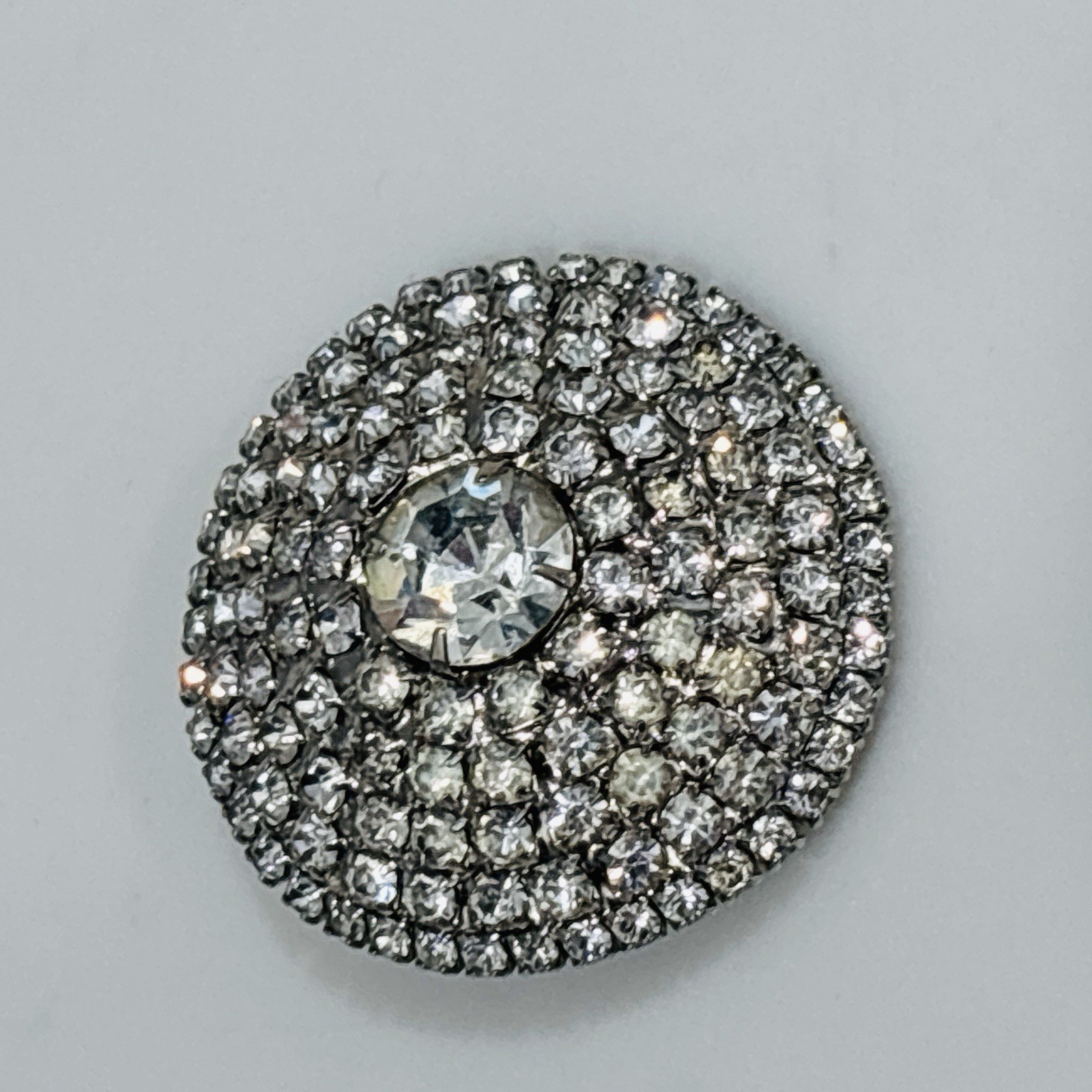 Vintage Rhinestone Dome Clip On Earrings Statement Huge Bold Glam Sparkle