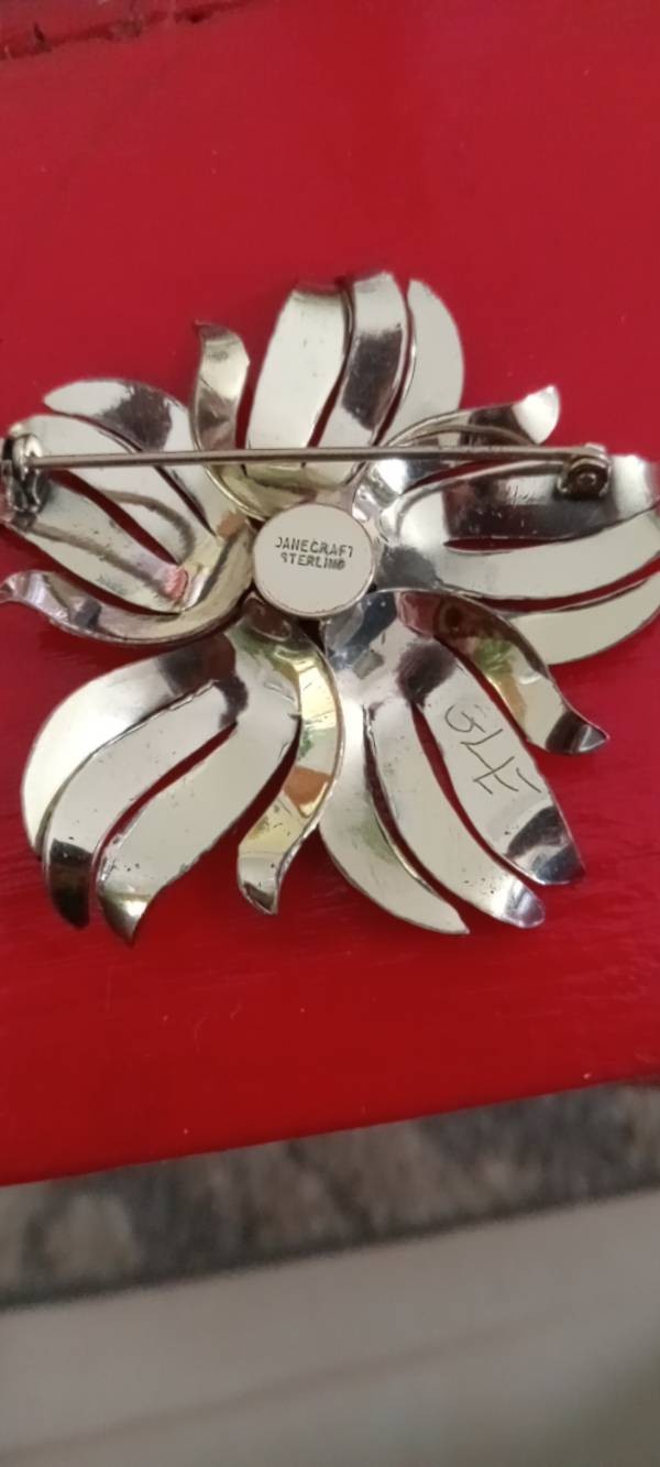 Vintage DANECRAFT 925 Sterling Silver Flower Brooch