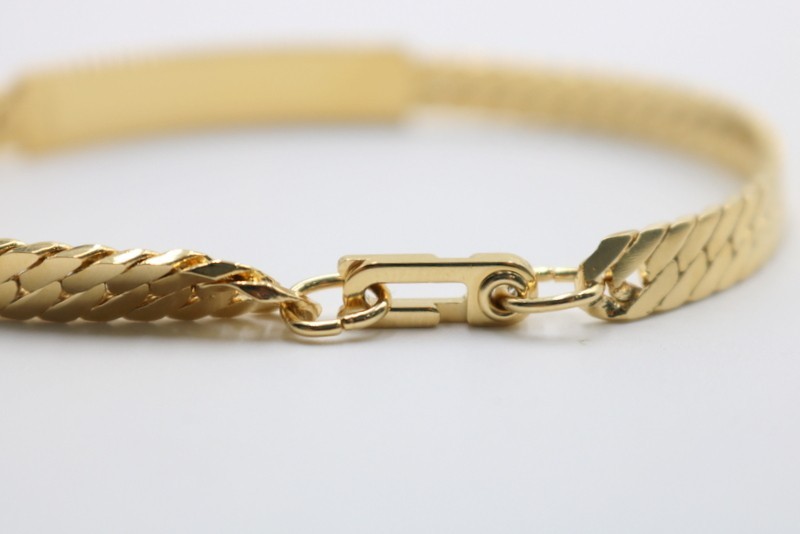 NOS Speidel Yellow Gold Tone Blank ID 8″ Flat Curb Link Bracelet Made in China