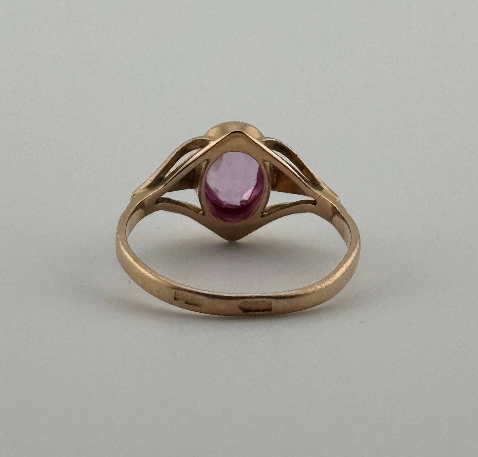 Soviet 14K Rose Gold Ruby Ring Vintage USSR 583 Hallmark Ukraine