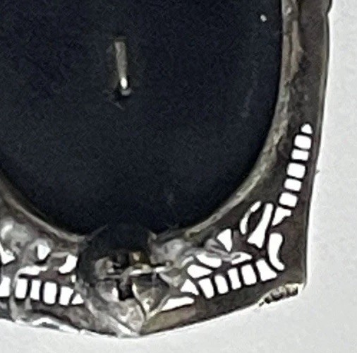 Victorian Revival Art Deco Mourning Brooch Sterling Silver Onyx glass Crystals
