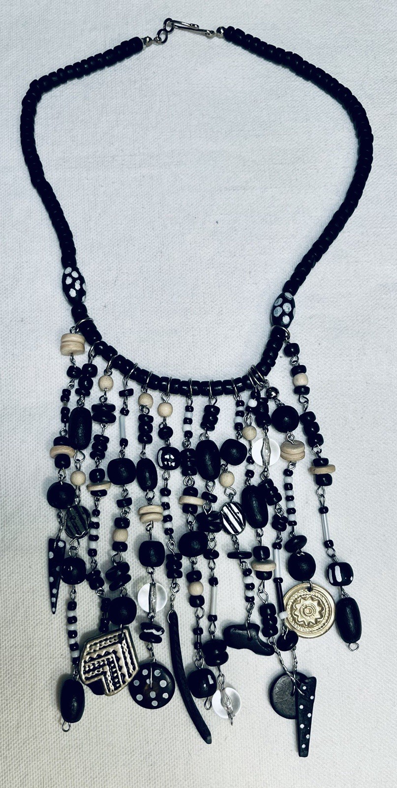 Lot 3 Vintage Estate Necklaces Ethnic Tribal African Statement Black Brown White