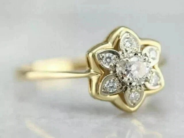 2.1Ct VVS1 Round Cut Lab Created Diamond Anniversary 14K Yellow Gold Finish Ring
