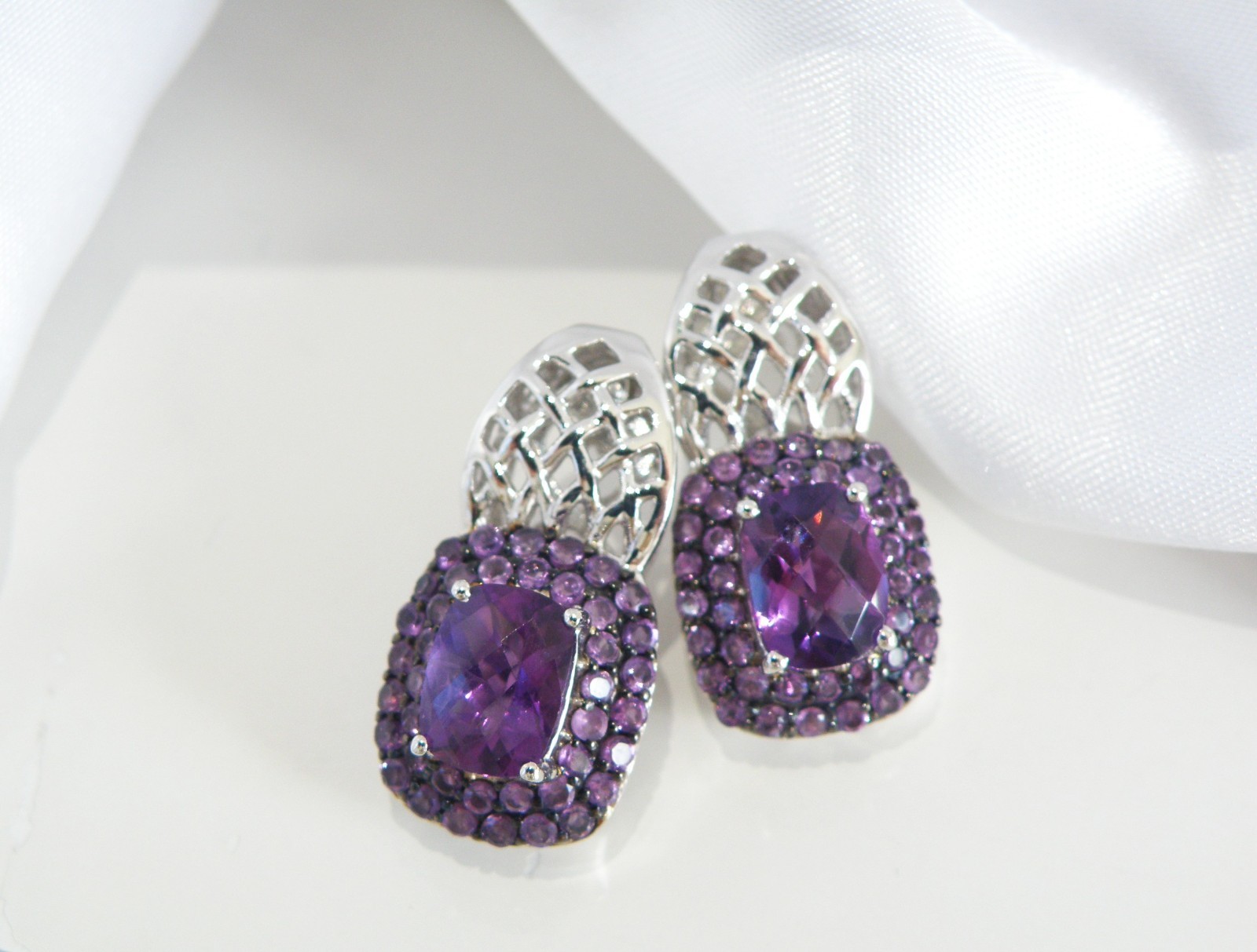 Sterling Silver 925 Natural Heated African Amethyst Earrings