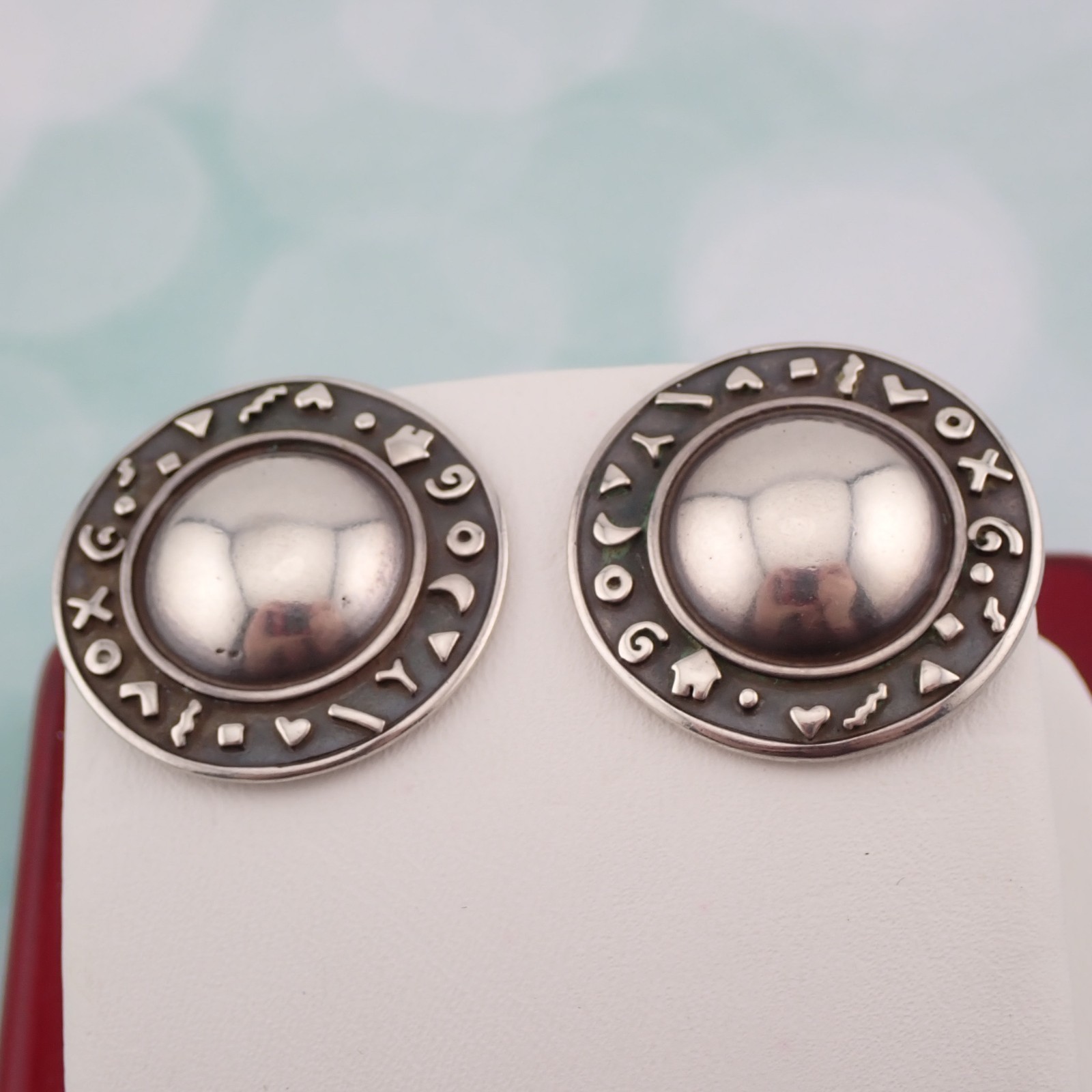 Vintage 1993 Roberta Williamson Sterling Silver Dome Pierced Earrings 10.9 grams