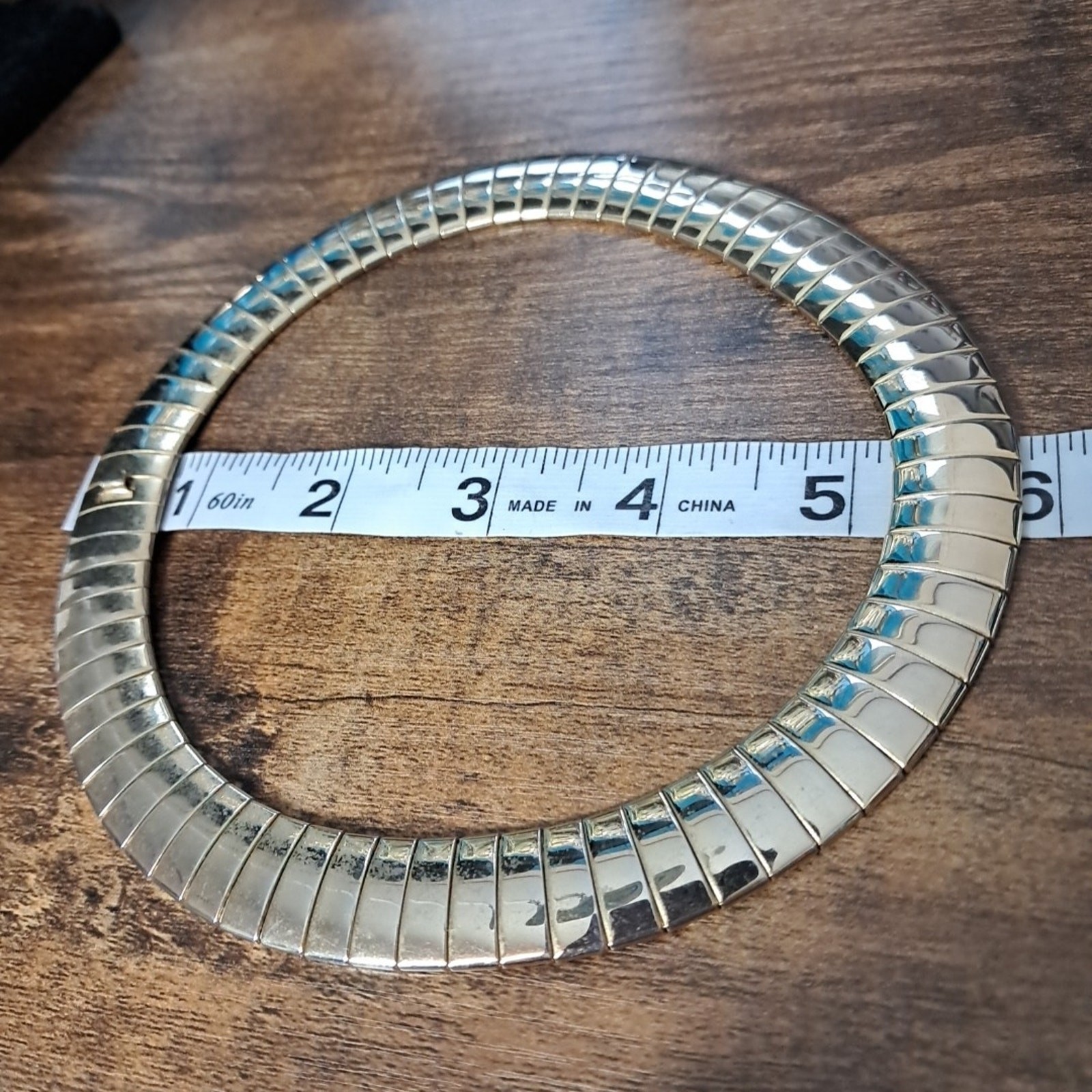 Vintage Cleopatra Style Bar Link Flexible Collar Necklace Choker Gold Tone