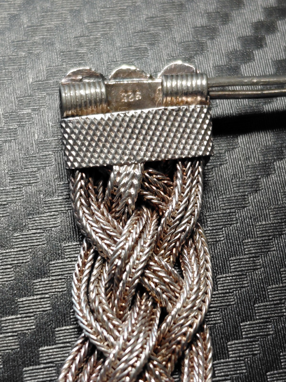 *RARE* vintage sterling silver 925 braided choker necklace stick pin clasp