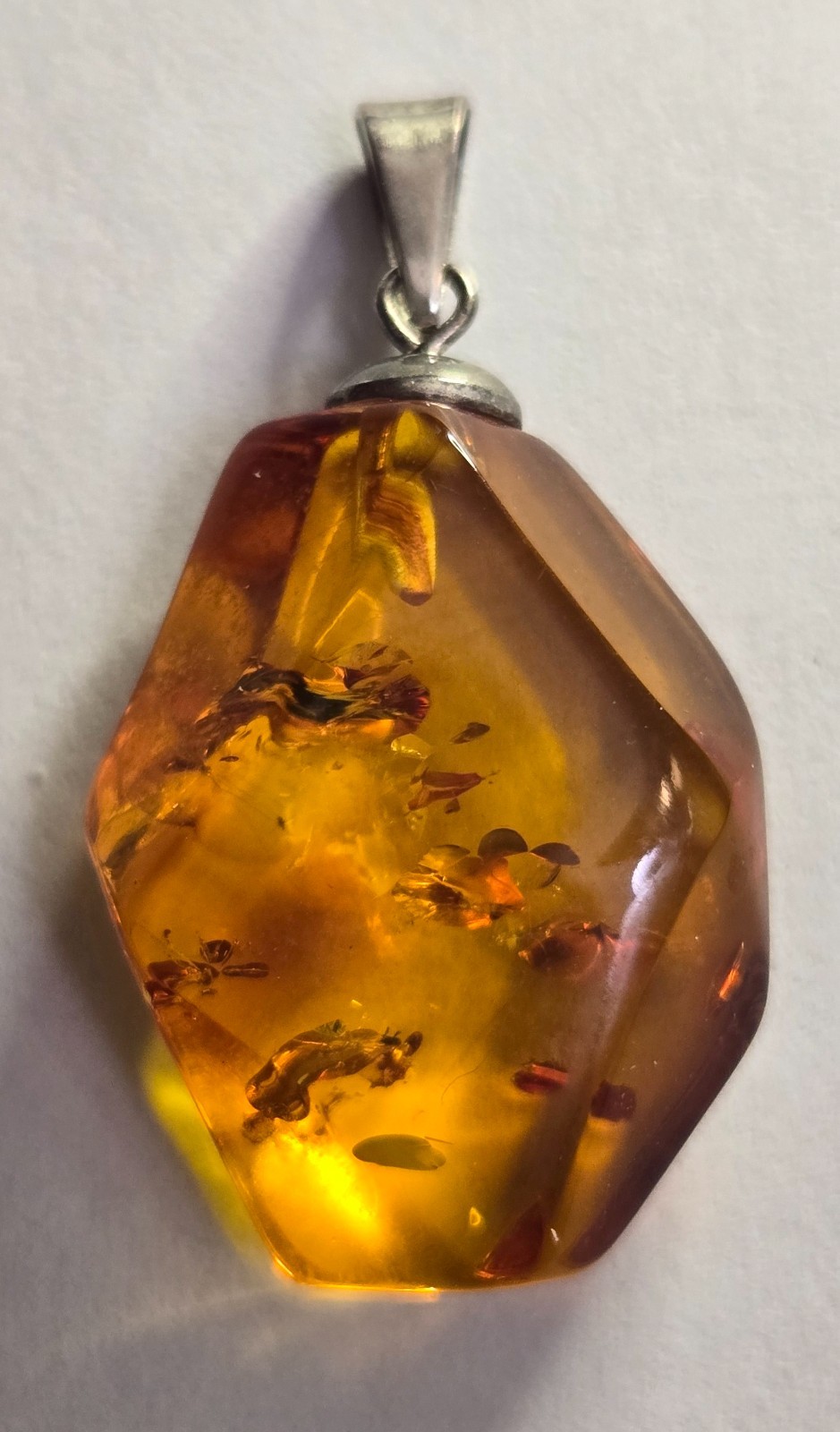 Vintage Brown Natural Amber Pendant from Latvia, Sterling Silver
