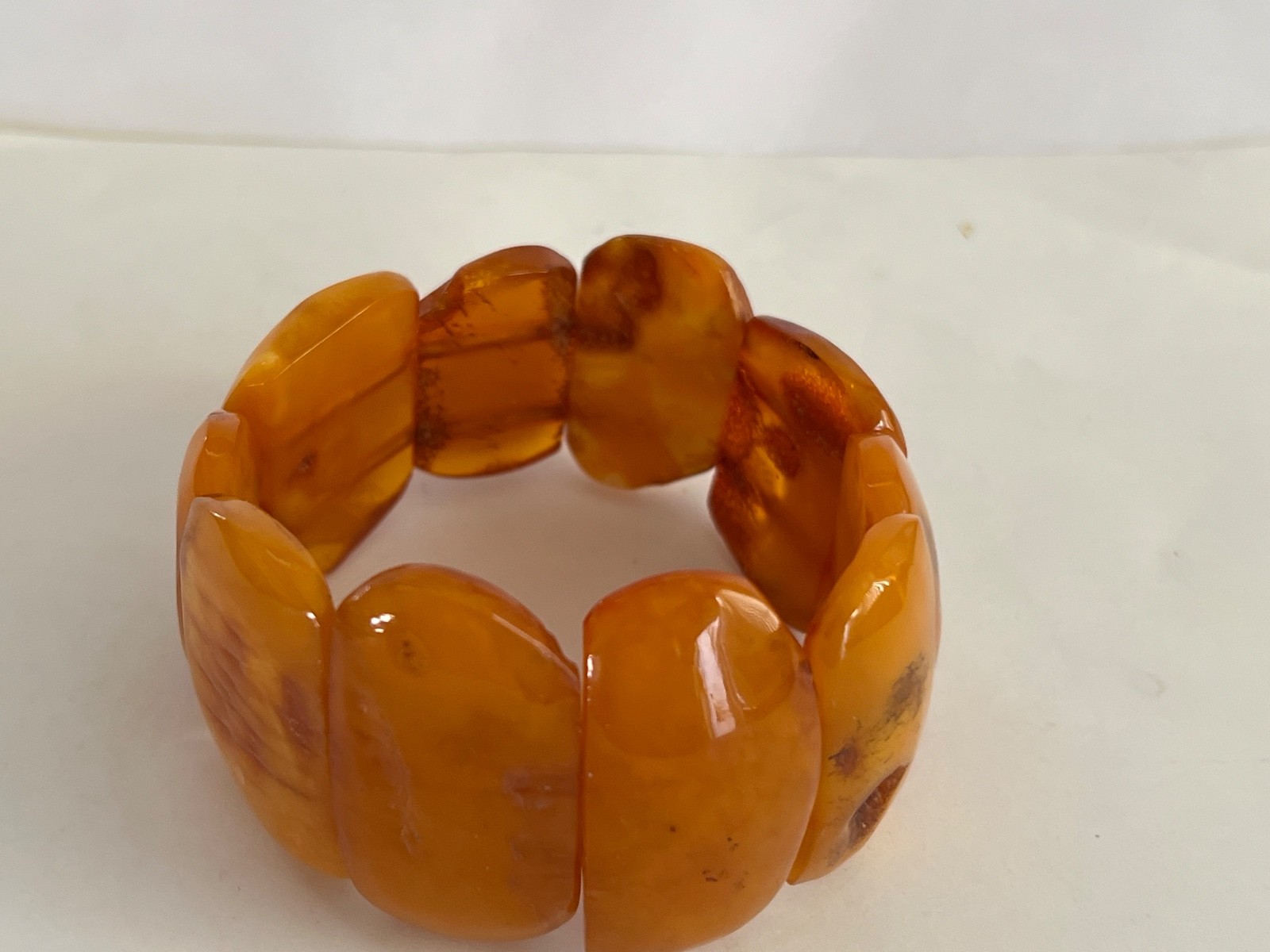 Vintage Baltic Butterscotch AMBER Stretch Elastic BRACELET – 44 Grams