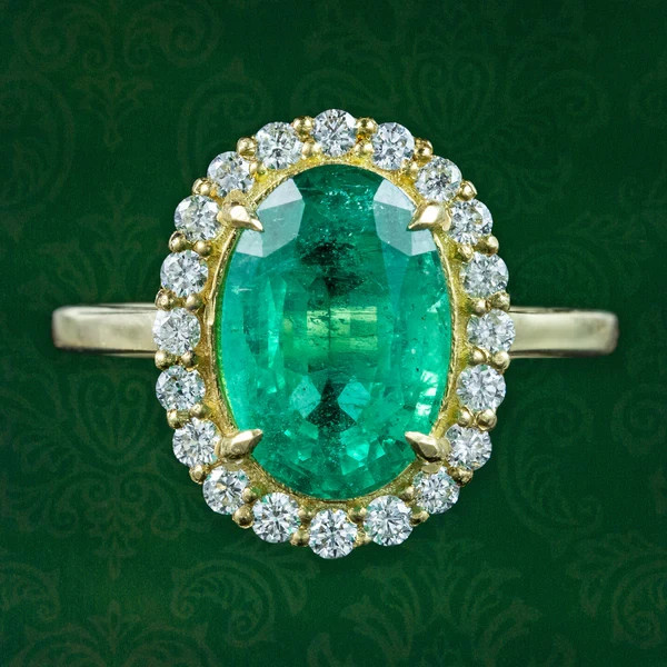 4.40 Ct Natural Emerald Art Deco Vintage Engagement Ring 14K Yellow Gold Over